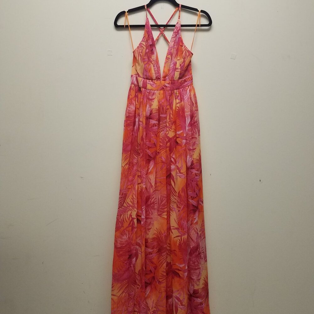 Akira Floral Orange floral print long dress